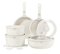 YASHE 15-Piece Cookware Set,Non-Stick Granite Pots and Pans with Detachable Handles, Stackable, Easy to Clean, Induction, Gas & Ceramic Hob Compatible