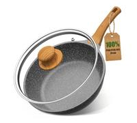 YASHE 24cm/3.3L Nonstick Deep Frying Pan w/Glass Lid, Dishwasher Safe
