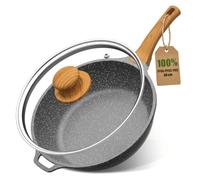 YASHE 30cm/4.7L Nonstick Deep Frying Pan with Glass Lid, Dishwasher Safe