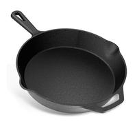 YASHE 30CM Flat Cast Iron Skillet, Cast Iron Frying Pan with Even Heat Distribution, Durable Heavy Duty Cookware for Indoor & Outdoor Use