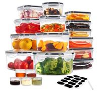 YASHE 38PCS Food Storage Containers with Lids Airtight, Plastic Food Containers for Kitchen Storage Organization, 100% Leakproof, BPA-Free Meal Prep Containers with Labels & Marker