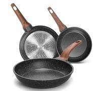 YASHE 3Pcs Granite Nonstick Frying Pan Set(20/24/28cm) Induction Ready