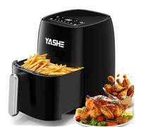 YASHE 4.2L Air Fryer with Tempered Glass LED Touch Screen, 1500W 6 Presets One-Touch Cooking, Adjustable Temp & Time, Dishwasher Safe Nonstick Basket, Oil-Free Healthy Cooking, 1-4 People