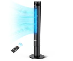 YASHE 43 inch Tower Fan with Remote Control, Electric Floor Bladeless Cooling Fans with 85° Oscillating, 12 Timer, 3 Modes & 3 Speeds, LED Display, 28db for Bedroom, Home, Office