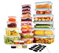 YASHE 50PCS Plastic Food Containers with Lids, Airtight Food Storage Containers for Kitchen Storage, 100% Leakproof, BPA-Free Meal Prep Containers with Labels & Marker