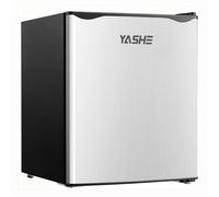 YASHE 52L Mini Fridge with Freezer, Table Top Fridge, Single Door Compact Refrigerator, Adjustable Thermostat, Large Capacity, Reversible Door Swing, Refrigerator for Bedrooms, Offices, Dorms, Silver
