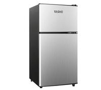 YASHE 86 Litre Capacity Mini Fridge with Freezer - Small Fridge, Under Counter Fridge, Double Door Refrigerator with 7 Settings Adjustable Thermostat, for Apartment, Bedroom, Dorm and Office, Silver