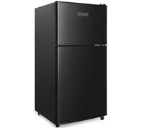 YASHE 86L Mini Fridge with Freezer, Double Door Refrigerator with 7 Settings Adjustable Thermostat, for Apartment, Bedroom, Dorm and Office, Black