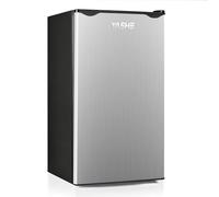 YASHE 92L Mini Fridge with Freezer, Single Door Compact Refrigerator, Small Fridge with Adjustable Thermostat, Large Capacity, Reversible Door, Mini Refrigerator for Bedrooms, Offices, Dorms, Silver