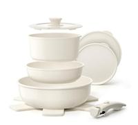 YASHE 9Pcs Granite Nonstick Pans and Pots Set, Oven Safe, Stackable