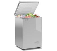 YASHE Chest Freezer 100L, Compact Deep Freezer with 2 Removable Baskets, Adjustable Temperature Control, Quiet 45 dB Operation, Silver, Ideal for Kitchens, Flats & Garages [Energy Class E]