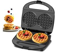 YASHE Double Mini Waffle Maker, Non-Stick Waffle Machine,Cast iron waffle maker, Automatic Temperature Control, Cool Touch Handle