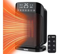 YASHE Electric Heater, 1800W Ceramic Fan Heater for Home, Portable Space Heater with Variable Thermostat, 75° Oscillation, ECO Mode, 24-Hour Timer, Remote Control, Overheat & Tip-over Protection