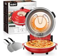 YASHE Electric Pizza Oven 400°C, 1200W, Pizza Ready in 4-6 Minutes | 30 cm Ceramic Pizza Stone, Top & Bottom Heating, Viewing Window, Timer, Compact Indoor Pizza Oven for Home