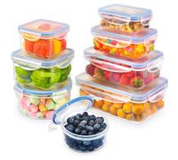 YASHE Food Storage Containers 16PCS (8 Containers + 8 Lids), Airtight Plastic Food Containers with Lids, Leak-Proof, BPA Free, Microwave & Freezer Safe, 0.24-1.5L