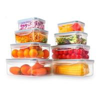 YASHE Food Storage Containers, Plastic Food Containers with Lids, Airtight Pantry & Kitchen Containers, Leak-Proof, Stackable, Reusable- 8pcs Rectangular