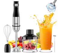 YASHE Hand Blender, 5-in-1 Electric Food Blender, 1000W Stainless Steel Blender for Kitchen, Stepless Speed Control, Includes Whisk, Measuring Cup - Ideal for Baby Food, Sauces, and Soups
