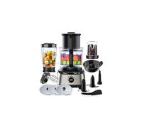 YASHE HGM-410 1300W Multifunction Food Processor - 11 Attachments incl. Citrus Juicer, 2.5L Bowl, 1.5L Blender, Safe Dual-Lock, Black/Grey
