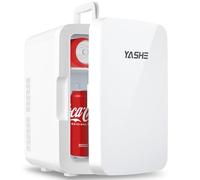 YASHE Mini Fridge, 10 Liter/12 Cans Small Fridgerator for Bedroom, AC/DC Thermoelectric Cooler and Warmer for Skincare Drink Office Dorm Car, White