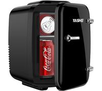 YASHE Mini Fridge, 4 Liter/6 Cans Portable Cooler and Warmer, AC/DC Power Small Fridge, Quiet Desk Skincare Fridge for Beauty Drinks Medicine, Mini Fridge for Bedrooms Office Dorm Car Travel, Black