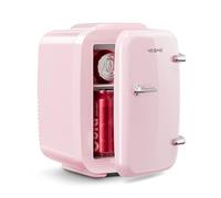 YASHE Mini Fridge, 4 Liter/6 Cans Portable Cooler and Warmer, AC/DC Power Small Fridge, Quiet Desk Skincare Fridge for Beauty Drinks Medicine, Mini Fridge for Bedrooms Office Dorm Car Travel, Pink