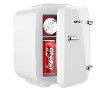 YASHE Mini Fridge, 4 Liter/6 Cans Portable Cooler and Warmer, AC/DC Power Small Fridge, Quiet Desk Skincare Fridge for Beauty Drinks Medicine, Mini Fridge for Bedrooms Office Dorm Car Travel, White