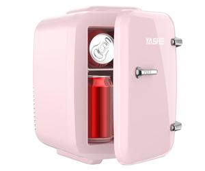 YASHE Mini Fridge, 4 Liter/6 Cans Small Fridgerator for Bedroom, AC/DC Thermoelectric Cooler and Warmer for Skincare Drink Office Dorm Car, Pink