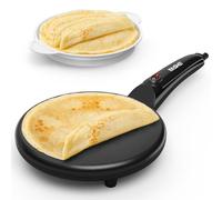 YASHE Pancake Maker, 8-Inch Non-Stick Electric Crepe Maker, Instant Crepe Maker with Cool-Touch Handle, Includes Batter Bowl, Easy to Clean, Auto Temperature Control, Portable for Home Kitchen