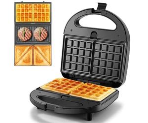YASHE Sandwich Toaster 3-in-1, Waffle Maker Panini Presses Set, 750 W Snack Maker with Removable Plates, LED Indicator Lights