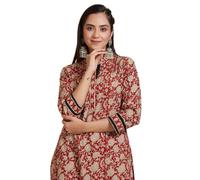 Yashika Women's Cotton Blend Kurta Set - Fashion Fusion at its Finest! Experience the perfect blend of fashion and tradition with our printed sets!, maroon, XXL
