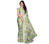 Yashika Women's Tussar Silk Printed Sari with Blouse Material | Saree for Women | Saree Collection 2025 | New Sari | New Sari, Pista., One size