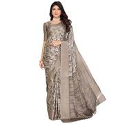 Yashika Women's Tussar Silk Printed Sari with Blouse Material | Saree for Women | Saree Collection 2025 | New Sari | New Sari, brown, One size