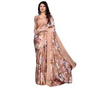 Yashika Women's Tussar Silk Printed Sari with Blouse Material | Saree for Women | Saree Collection 2025 | New Sari | New Sari, brown, One size