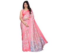 Yashika Women's Tussar Silk Printed Sari with Blouse Material | Saree for Women | Saree Collection 2025 | New Sari | New Sari, pink, One size