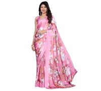 Yashika Women's Tussar Silk Printed Sari with Blouse Material | Saree for Women | Saree Collection 2025 | New Sari | New Sari, pink, One size