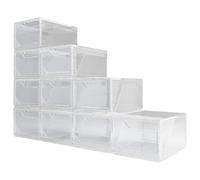 Yashong 10 Pack Upgraded Storage Organizer with Magnetic Door, New Easier Installation More Stable Structure, Thicken & Sturdy Clear Stackable Interconnectable Shoe Box for Entryway, Closet, Under Bed