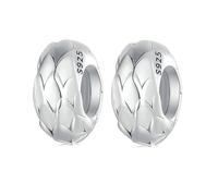 YASHUO Jewellery 2 PCS Solid 925 Sterling Silver Beads Rubber Spacer Focal Round Stopper Beads for Charm Bracelets European Story Charm (2564 Spacer Beads)