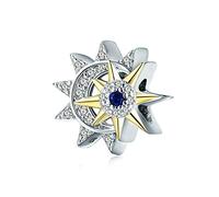 YASHUO Jewellery Dream Catcher Charm Genuine 925 Sterling Silver Charm with CZ Angel Wings Heart Charm Beads Lucky Angel Charms for Bracelets (Moon and Star Charm)