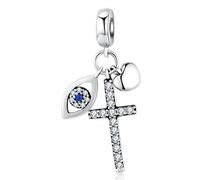 YASHUO Jewellery Faith Bible Pendant 925 Sterling Silver Charms Cross Charm Dangle Bead for Bracelet (Love Cross Charm)