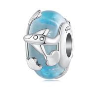 YaShuo Jewellery Murano Glass Bead Sterling Silver Core Charms For Pandora Charm Bracelets (Green Arcraft), (C1154)