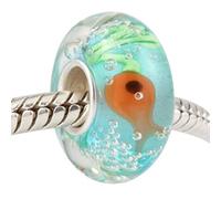 YASHUO Jewellery Murano Lampwork Glass Bead Genuine 925 Sterling Silver Love Heart Core Charm for Bracelets (Ocean Fish Charms)