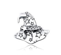 YASHUO Pumpkin Skull Charms Bracelets Puzzle Cross Dreamcatcher Sterling Silver Halloween Charms for Bracelets (Witch Hat)