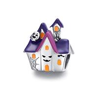 YASHUO Pumpkin Skull Charms Bracelets Puzzle Cross Dreamcatcher Sterling Silver Halloween Charms for Bracelets (Haunted House)