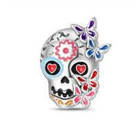 YASHUO Pumpkin Skull Charms Bracelets Puzzle Cross Dreamcatcher Sterling Silver Halloween Charms for Bracelets (Butterfly)