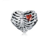YASHUO Pumpkin Skull Charms Bracelets Puzzle Cross Dreamcatcher Sterling Silver Halloween Charms for Bracelets (Red Crystal Ribs)