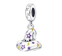 YASHUO Pumpkin Skull Charms Bracelets Puzzle Cross Dreamcatcher Sterling Silver Halloween Charms for Bracelets (Hat)