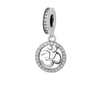 YASHUO Women's Charms for Bracelet - Sterling Silver Charm Coffee Cup Ball Camera Mushroom Pearl Beads For Bracelets Birthday Christmas Mother's Day Thanksgiving (Yuka Om Symbol Pendant)