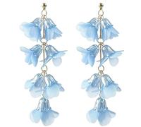 YasiIm Bohemian Fabric Flower Tassel Dangle Drop Earrings Unique Petal Butterfly Sparkly Crystal Pearl Gold Stud Earrings For Women, L, cloth, No Gemstone
