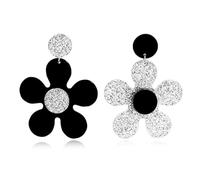 YasiIm Boho Fashion Exaggerated Black White Drop Earrings Round Square Triangle Acrylic Simple Geometric Drop Earrings For Women Jewelry Gifts, 1, Metal, No Gemstone