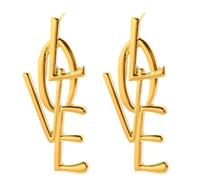 YasiIm Gold LOVE Dangle Earrings for Women Large Long Letter Charm Earrings Trendy Valentine's Day Jewelry, L, Metal, No Gemstone